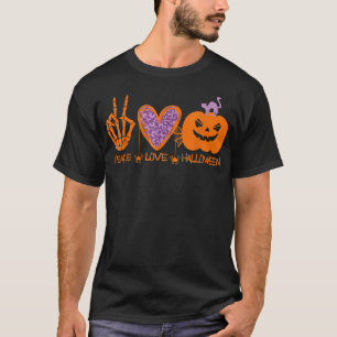 Peace Love Halloween Costumes Funny Pumpkin Happy T-Shirt