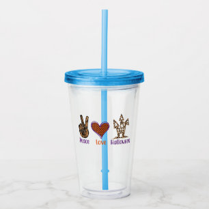 Peace Love Halloween – Hand Peace Sign, Hea Acrylic Tumbler