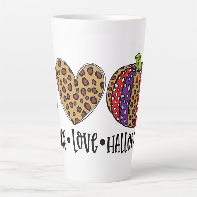 Peace Love Halloween Latte Mug (Front)