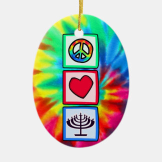 Peace, Love, Hanukkah Ceramic Tree Decoration