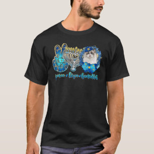 Peace love hanukkah Cute Cat Hanukkat For Kid Man T-Shirt