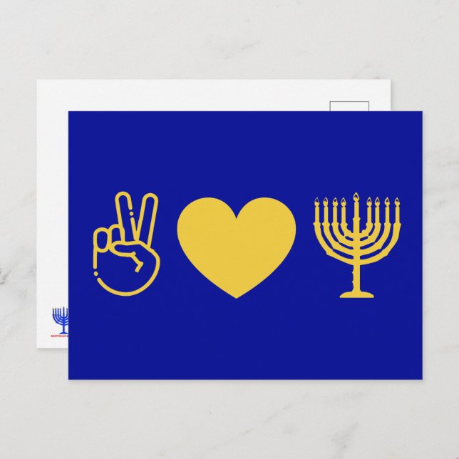 Peace Love & Hanukkah | Gold Version  Postcard (Front/Back)