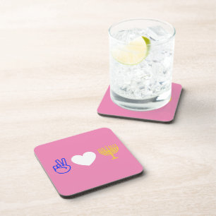 Peace Love & Hanukkah Hard plastic coaster