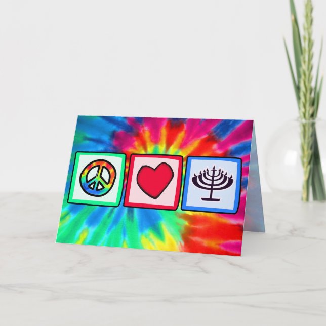 Peace, Love, Hanukkah Holiday Card (Front)