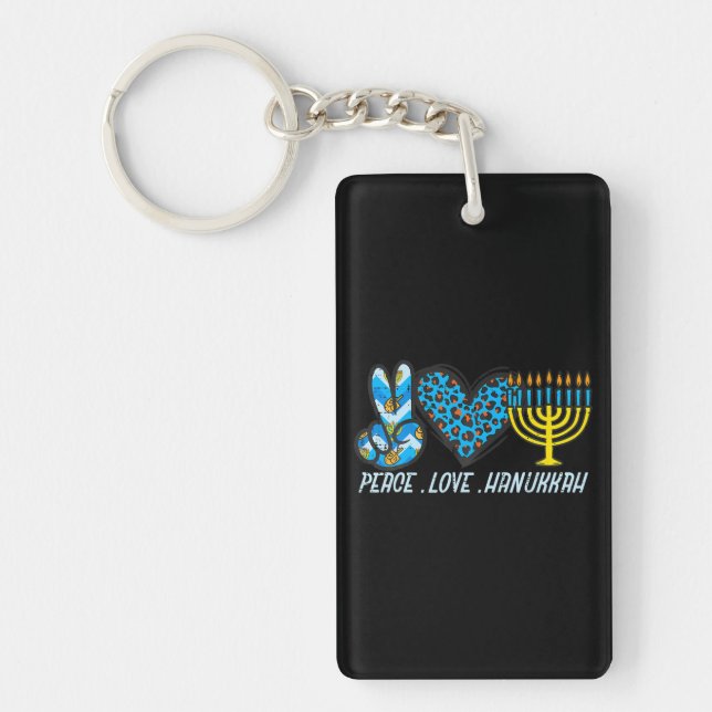 Peace Love Hanukkah Jewish Hanukkah Chanukah Key Ring (Front)