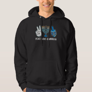 Peace Love Hanukkah Jewish Menorah Chanukah Retro Hoodie