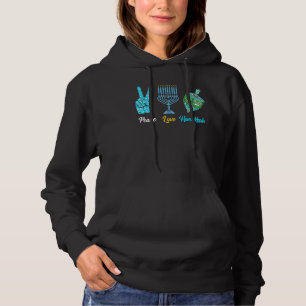 Peace Love Hanukkah Jewish Menorah Chanukah Retro Hoodie