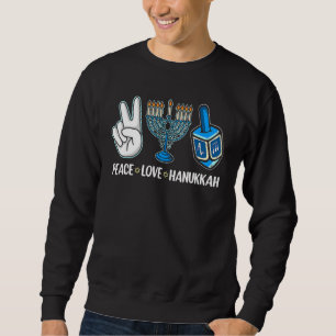 Peace Love Hanukkah Jewish Menorah Chanukah Retro  Sweatshirt
