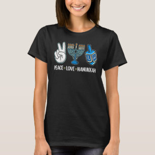 Peace Love Hanukkah Jewish Menorah Chanukah Retro  T-Shirt