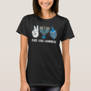 Peace Love Hanukkah Jewish Menorah Chanukah Retro T-Shirt