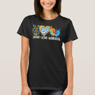 Peace Love Hanukkah Leopard Hanukkah Menorah Jewis T-Shirt