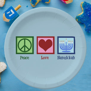 Peace Love Hanukkah Paper Plate