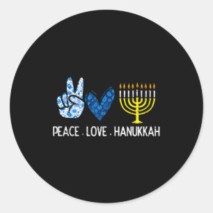 Peace Love Hanukkah Retro Chanukah Jewish Men Wome Classic Round Sticker