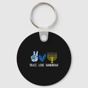 Peace Love Hanukkah Retro Chanukah Jewish Men Wome Key Ring