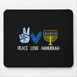 Peace Love Hanukkah Retro Chanukah Jewish Men Wome Mouse Pad