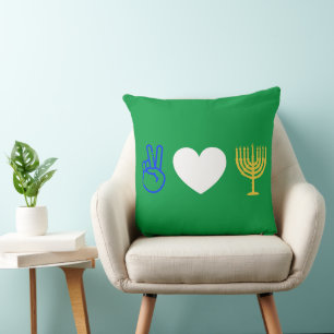 Peace Love & Hanukkah Throw Pillow