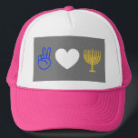 Peace Love & Hanukkah Trucker Hat<br><div class="desc">Peace Love & Hanukkah. Change the background colour to make it your own!</div>