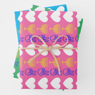 Peace Love & Hanukkah Wrapping Paper Flat Sheet