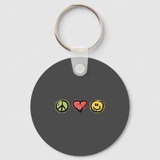 Peace Love Hapness Insrational Hipe Gift  Key Ring (Front)