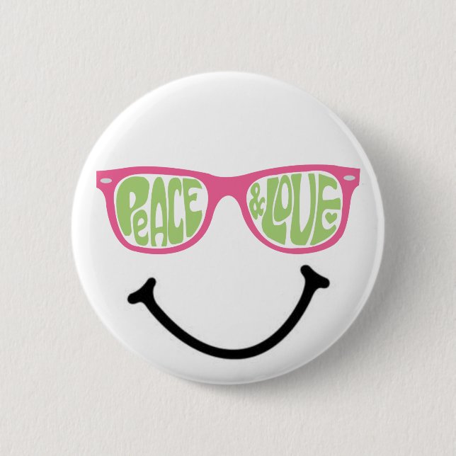 Peace & Love & Happiness 6 Cm Round Badge (Front)