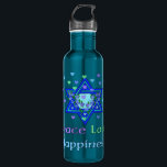 Peace Love Happiness 710 Ml Water Bottle<br><div class="desc">Hearts,  Star of David,  and the words "Peace Love Happiness" are a lovely way to say Happy Hanukkah.</div>