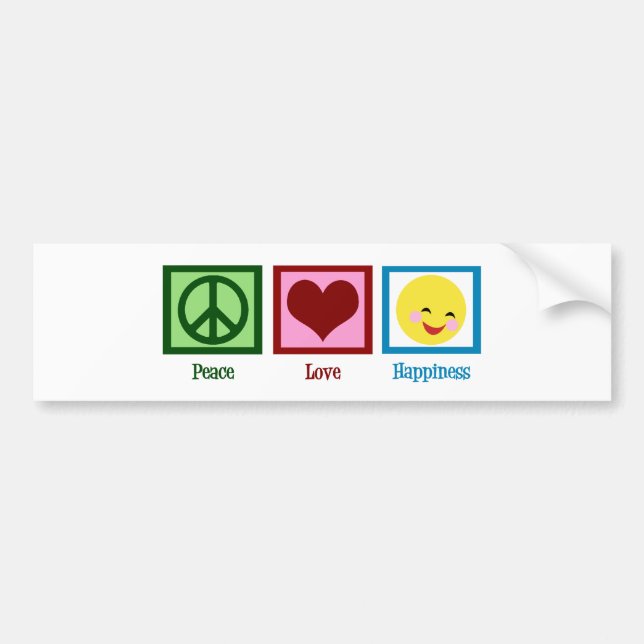 Peace Love Happiness Bumper Sticker (Front)