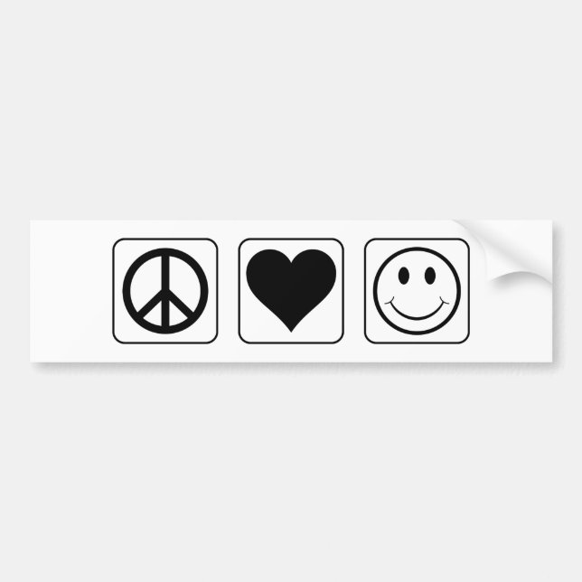 Peace Love Happiness Bumper Sticker (Front)