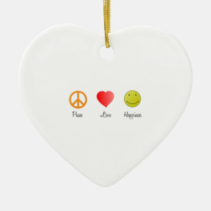 Peace Love Happiness Ceramic Ornament