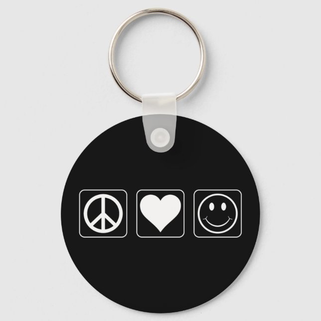 Peace Love Happiness Key Ring (Front)