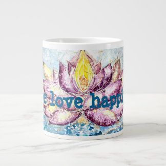 Peace Love Happiness Lotus Art Jumbo Coffee Mug