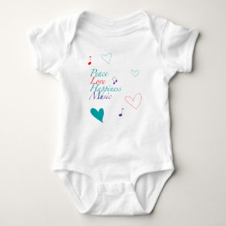 Peace Love Happiness Music T-Shirt Baby Bodysuit