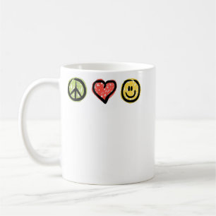 Peace Love Happiness Positive Message Symbols  Coffee Mug