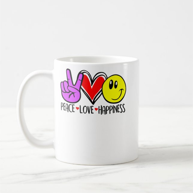 Peace Love Happiness Positivity  Coffee Mug (Left)