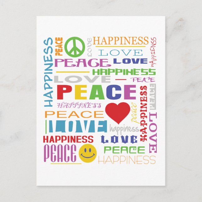 Peace Love Happiness Postcard (Front)