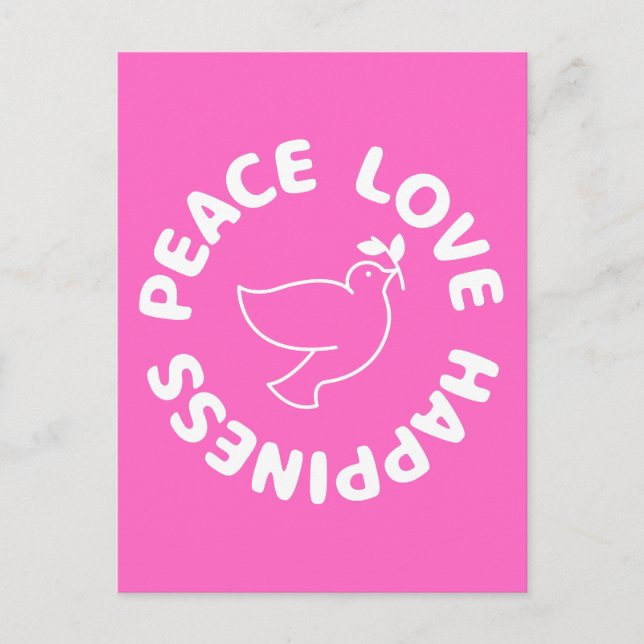 PEACE LOVE HAPPINESS POSTCARD (Front)
