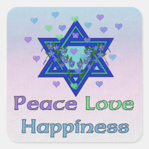 Peace Love Happiness Square Sticker