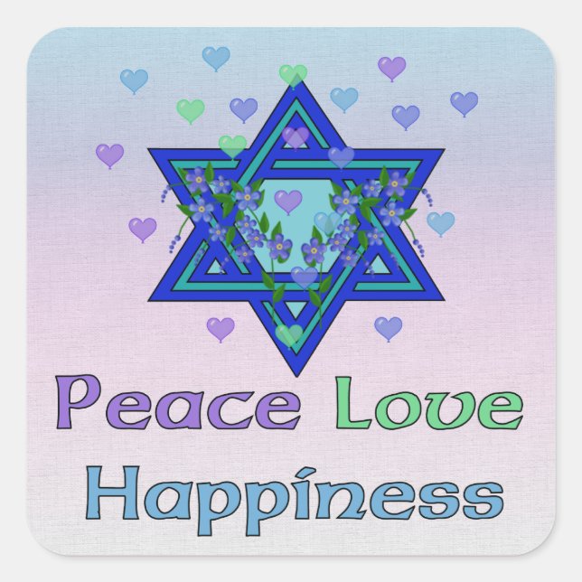 Peace Love Happiness Square Sticker (Front)