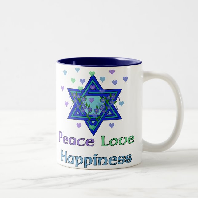 Peace Love Happiness Two-Tone Coffee Mug (Right)