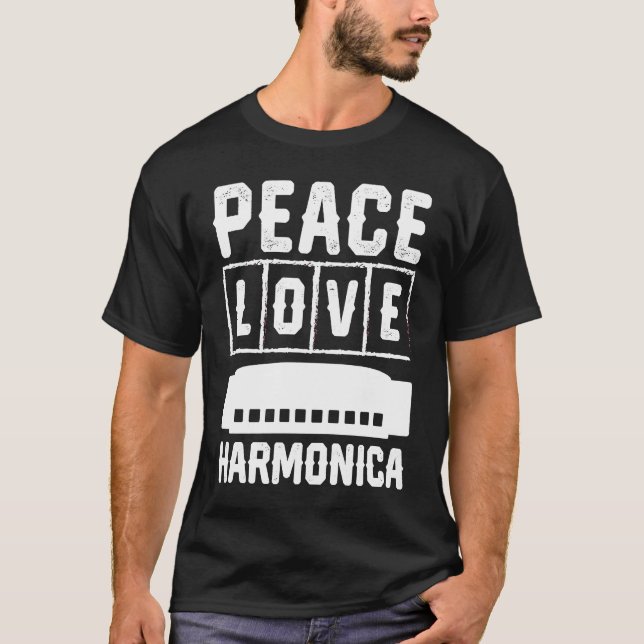 Peace Love Harmonica T-Shirt (Front)