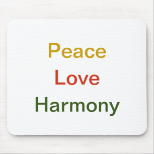 Peace love harmony gold red green mouse pad
