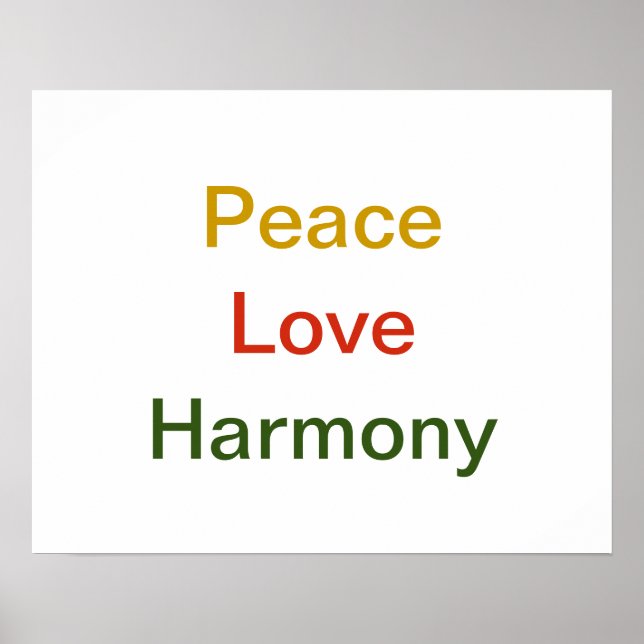 Peace Love Harmony gold red green Poster (Front)