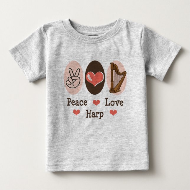 Peace Love Harp Baby Romper Baby T-Shirt (Front)
