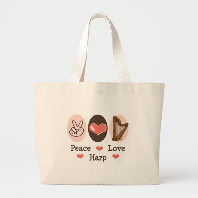 Peace Love Harp Music Bag (Front)
