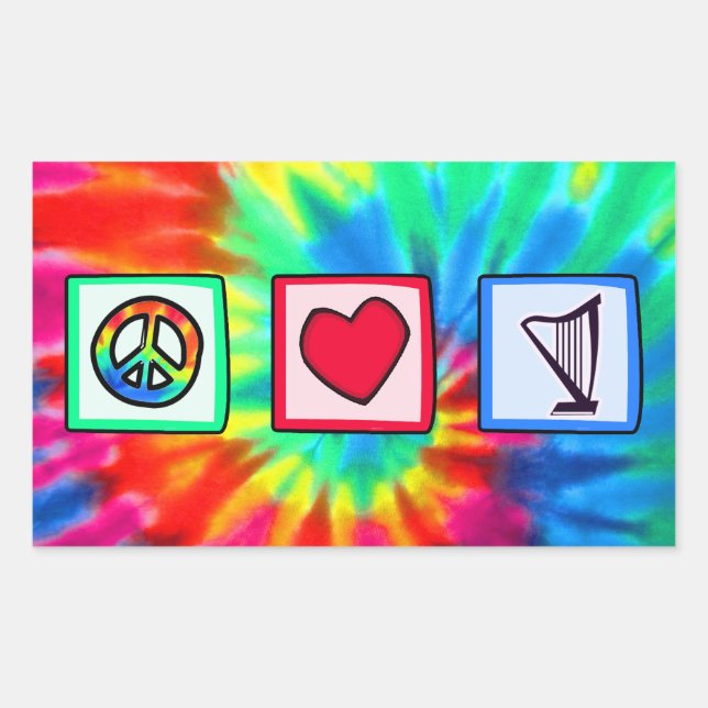 Peace, Love, Harps Rectangular Sticker (Front)