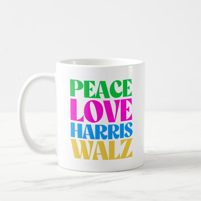 Peace Love Harris Walz Coffee Mug (Left)