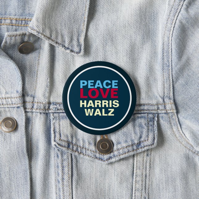 PEACE LOVE HARRIS WALZ Mod 7.5 Cm Round Badge (In Situ)