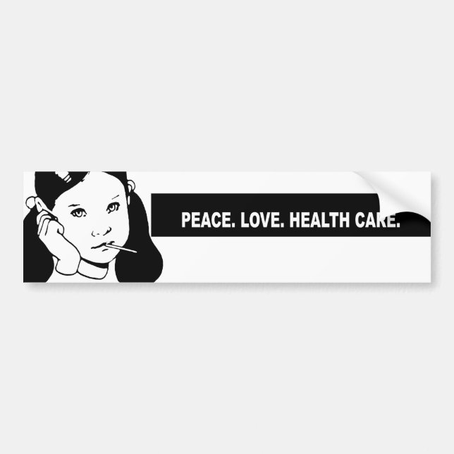 Peace. Love. Health Care. Headline Bumper Sticker (Front)