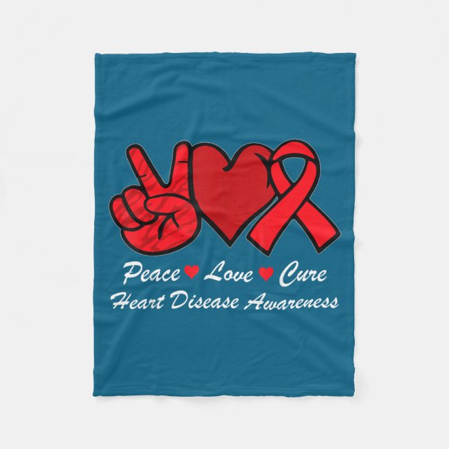 Peace Love Heart Disease Awareness Chd Suprt Wear  Fleece Blanket (Front)