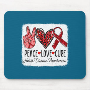 Peace Love Heart Disease Awareness Chd Suprt Wear  Mouse Pad