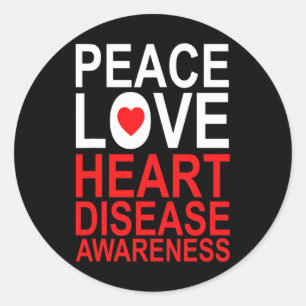 Peace Love Heart Disease Survivor Awareness Graphi Classic Round Sticker